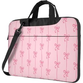 Laptop Bag for Women & Men, Laptop Carrying Case Laptop Sleeve Pink Ribbons Bow Colorful Cartoon Water Resistant Computer Case Messenger Shoulder Bag for 14 Inch Laptop Briefcase