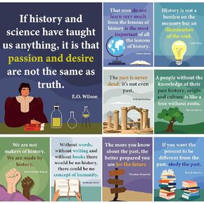 9Pcs History Posters for Classroom Historical Figures Motivational Quotes Poster History Bulletin Board Inspirational Wall Print Back to School Decorations for Teachers Elementary School Classroom