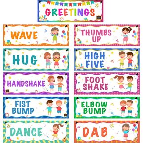 Sereliy 11 Pcs Classroom Greeting Choice Poster, Morning Greetings Classroom Rules Posters for School Bulletin Board Decoration (Colorful)