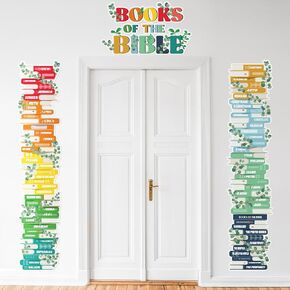 Fuyoooo Bible Posters for Kids Books of the Bible Chart Timeline Chart Christian Learning Poster Religious Educational Door Cover for Scripture Colorful Classroom Home Sunday School Homeschool
