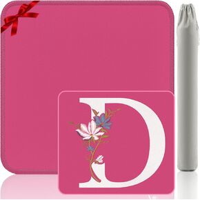Mahjong Mat | Neoprene Anti-Slip Noise Reduction, Simple Design & Embroidery | 32.4x32.4 Inch Pink | Perfect for Mahjong, Board Games & Tile Games | Elegant Gift(Custom A Letter)