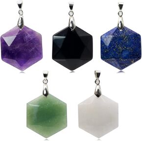 5 Pieces Natural Hexagram Gemstone Pendant,Gemstone Charms for DIY Jewelry Making Necklaces,Bracelets,Earrings