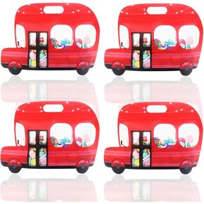 Ktbanbanney 20 Pack Cartoon Bus Goodie Bags Bass Plastic Gift Bag Base مع مقبض أكياس ختم Ziplock الصغيرة يمكن أن تكون قاعًا مقاومًا للماء التغليف القابل لإعادة الاستخدام للمنزل.