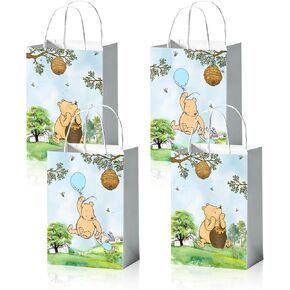 Reyoust 24 PCS Classic Pooh Bear Party Party for Baby Shower Age Paper Goody Candy Bags for Boy Birth