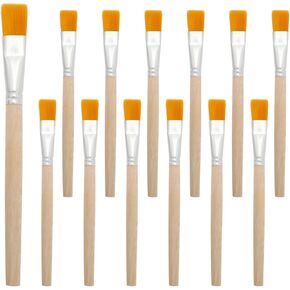 15Pcs Flat Paint Brushes - Wood Handle Artist Craft Watercolor Brush Set for Oil, Acrylic, and Gouache Painting - Ideal for Kids and Adults