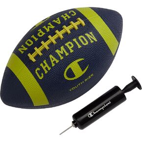 Champion Blitz Football, All-Weather Football, Enhanced Grip, Durable Rubber Cover and Molded Laces, for Outdoor Sports & Training, Includes 6 Ball Pump
