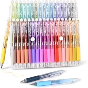 Baytory 36pcs أقلام هلام قابلة للمحو ، النقطة الدقيقة 0.7 ملم ، قلم ألوان متنوعة قابلة للسحب مع ممحاة ، وكتابة ناعمة محوها لرسم ألغاز الكلمات المتقاطعة