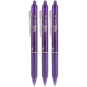 Frixion Clicker Retractable Erasable Gel Pens Fine Point (.7mm) Assorted Colors Black/Blue/Red/Green/Purple Ink 5-pk; Bundle with Plastic Reusable Pouch