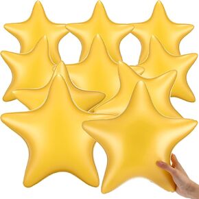 10 Pcs Star Beach Balls Gold Inflatable Star Shaped Beach Ball 12'' Gold Floating Ball for Summer Swimming Pool Favor Water Games Baby Shower Gender Reveal Wedding Party Magical Prom Engagement