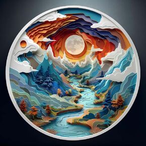 Jigfoxy Wooden Puzzle for Adults, 3D Visual Full Sun in The Mountains Wooden Jigsaw Puzzles for Adult, Unique Animal Shape Wood Cut Puzzles, for Friends Family (L-13.4 * 13.4in-300pcs)