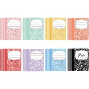 YQUQWN 64 PCS Composition Books Bulletin Board Decorations Set, Classroom Composition Notebook Theme Name Tags with Bulletin Board Sets Supplies for Teacher Classroom Decor, School, Homeschool