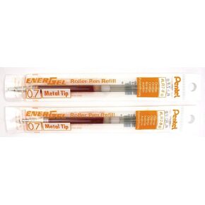 2 Pk Pentel LR7-F EnerGel Refills, 0.7 mm Medium, Orange