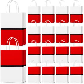 Locmeo 24 Pcs Cartoon Animation Party Gift Bags Kraft Birthday Favors Candy Bags with Handle Birthday Party Decoration for Kids Cartoon Animation Supplies