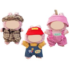 15-17 cm Doll Clothing for labubu Replacement Set of 3 Pieces - Suit Set + 2Set Suspenders Pants No Doll (Minimal)