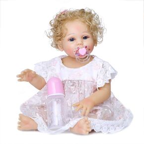 Reborn Baby Dolls Girl 22 Inch Silicone Full Body That Look Real Life Reborn Newborn Baby Doll Realistic Washable Babies with Long Blonde Hair Anatomically Correct Doll Toys for Age 6+