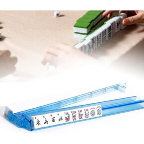 Mahjong All in One Tile Rack & Pusher, Clear Acrylic Mahjong Rack and Pusher Combo, Modern American Majiang Tile Racks Set of 4 (Multi-Color)