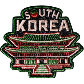 Vagabond Heart South Korea Patch - Iron On Travel Badge - Republic of Korea Souvenir