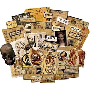 43pcs لوازم مجلة Junk Journess الجمالية المظلمة ، ورقة سجل القصاصات القوطية للتشريح البشري البشري ، ورق decoupage للدمى العتيقة لكولاج الكتب ، وديكور الغرفة.