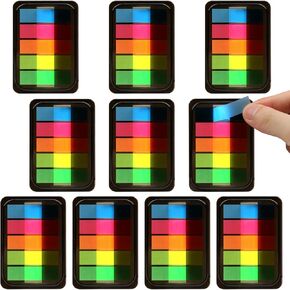 1000 Pieces Sticky Index Tabs Page Flags, Transparent Sticky Notes Book Sticky Tabs for Annotating Books, Neon Pop Up Index Tabs Self-Adhesive Page Marks for Classify File