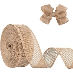Burlap Ribbon 1-1/2 inch X 20 Yard Natural Linen Woven Ribbon DIY Handmade Edging Production Wreath Holiday Decoration Gift Ribbon for Gift Wrapping Jute Linen Ribbons