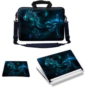 Meffort Inc Laptop Bundle - Includes Neoprene Laptop Bag with Side Pocket Adjust Shoulder Strap with Matching Skin Sticker Decal & Mouse Pad (11.6 Inch, Leopard Prints)