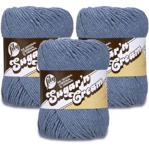 Lily Super Size Blue Jeans Yarn - 3 Pack of 113g/4oz - 100% Cotton - #4 Worsted (Medium) - 190 Yards - Knitting/Crochet