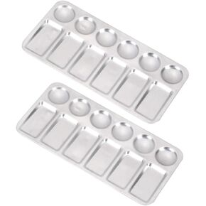 Homoyoyo 2pcs Aluminum Paint Tray Lightweight Easy Clean Mixing for Artists Students and Hobbyists Durable Device for Watercolor and Pigment Mixing