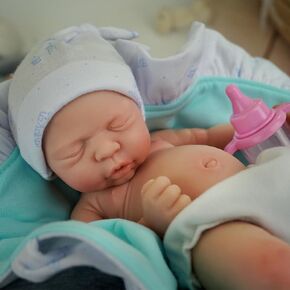 12" Reborn Baby Dolls Girl, Full Silicone Baby Dolls, Realistic Soft Silicone Newborn Baby Doll, Real Full Body Silicone Reborn Baby Dolls, Not Vinyl Dolls