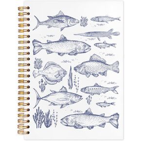 Blue Ocean Notebook,Marine Biology Notebook,Sea Animal Beach Journal, Retro Coastal Marine Biology Spiral Notebook Journal for Note Taking, Gifts for Ocean Beach Lovers, Blue Office Supplies, 5.5x8.3 Inch