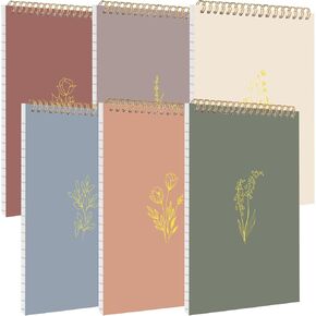 Gueevin 6 Pack Top Spiral Steno Pads Aesthetic Spiral Notebooks 6 x 9 Inches 140 Pages/ 70 Sheets Cute Notebook for Work Students School Office Supplies