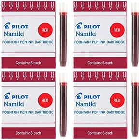 Pilot Namiki IC50 Fountain Pen Ink Cartridge Red, 6 Per Pack (Total 24) (69002)