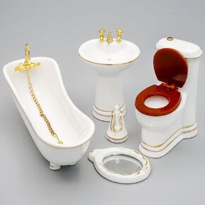Odoria 1/12 Miniature Bathtub Bathroom Set Dollhouse Decoration Accessories