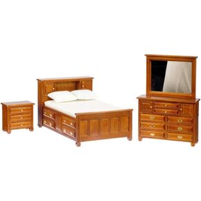 Aztec Imports ، Inc. Dollhouse Miniature 3-PC. مجموعة غرفة نوم دونهام