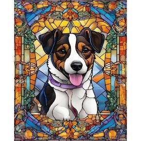 QACEYID DIY Paint by Number for Adults, Jack Russell Terrier Paint by Number Set with Brushes, 40x50cm