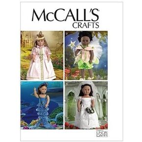 McCALL'S CRAFTS M6452 18" DOLL COSTUMES ~ BRIDE, PRINCESS, MERMAID, FAIRY (FITS AMERICAN GIRL DOLLS & OTHER 18" DOLLS)