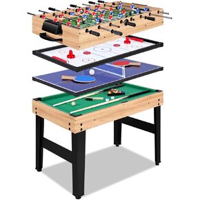 12-in-1 Game Table for Home - Foosball Table, Air Hockey Table, Pool Table & More! - Ideal for Game Rooms and Family Game Nights!, Wood-1