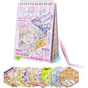 20 in 1 DIY 3D Scene Sticker Book for Adults & Kids,Sticker Therapy 3D Scenes Book Stickers for Anxiety Relief & Family Bonding Activities