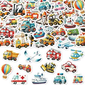 Transportation Foam Stickers Bulk Self-Adhesive Truck Construction Stickers Car Vehicle Sticker Decorations for Toddler Kids Boy Teaching School DIY Art Craft Party Supplies 200Pcs