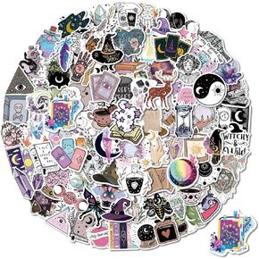 100 PCS Halloween Witch Stickers - Aesthetic Waterproof Vinyl Pack for Water Bottle, Laptop, Phone, Skateboard - Adult Stickers
