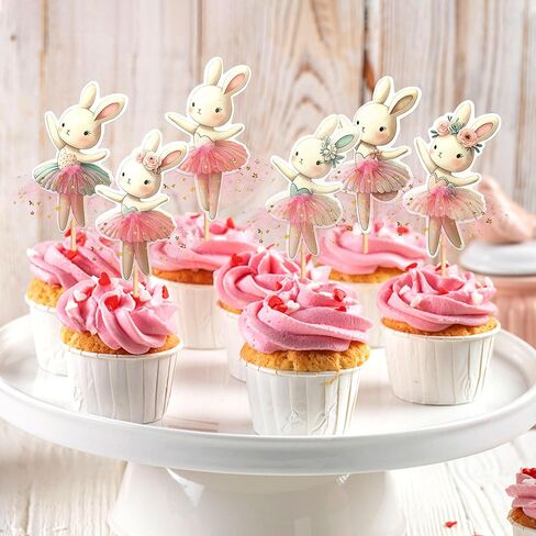 30 PCS Easter Cupcake topper Bunny Cupcake Toppers Easter Egg Cupcake Topper Rabbit Party Cake Topper Decorations (Brown) (Style 4) in Kuwait