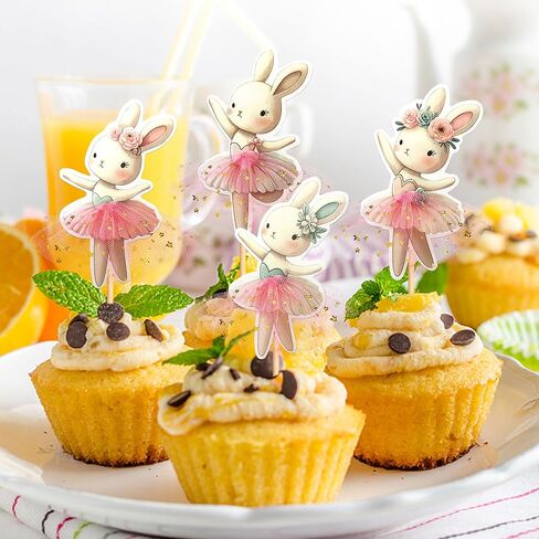 30 PCS Easter Cupcake topper Bunny Cupcake Toppers Easter Egg Cupcake Topper Rabbit Party Cake Topper Decorations (Brown) (Style 4) in Kuwait