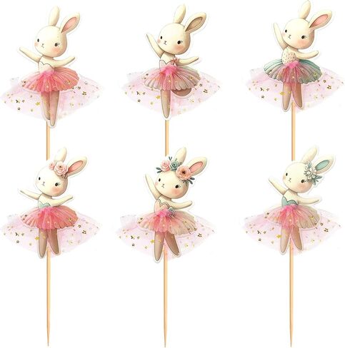 30 PCS Easter Cupcake topper Bunny Cupcake Toppers Easter Egg Cupcake Topper Rabbit Party Cake Topper Decorations (Brown) (Style 4) in Kuwait