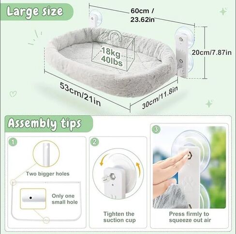Sinai Cordless Window Terch- شملت الغرفة الذاتية مع النعناع البري ، مقعد أرجوحة قابلة للطي مع غطاء سرير وسادة ، إطار معدني متين ، أكواب شفط قوية للقطط الداخلية الكبيرة ، تصميم لتوفير الفضاء. in Saudi Arabia
