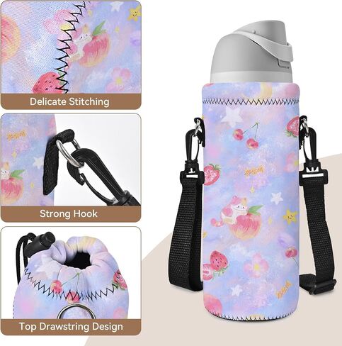 AUPET زجاجة مياه حبال حقيبة الناقل كم Crossbody، معزول النيوبرين زجاجة حامل غطاء الحقيبة 500ML/17oz مع حزام الكتف للبنين الفتيات النساء الرجال in Saudi Arabia