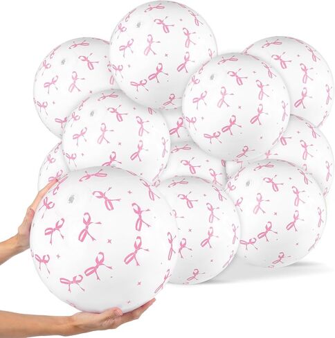 12 PCS 16 '' Pink Bow Beach Ball Ball Ball قابلة للنفخ الكرة الوردي والأبيض أسفل السباحة ألعاب حمام السباحة ل Coquette Summer Hawaiian Girl Girl Form in Kuwait