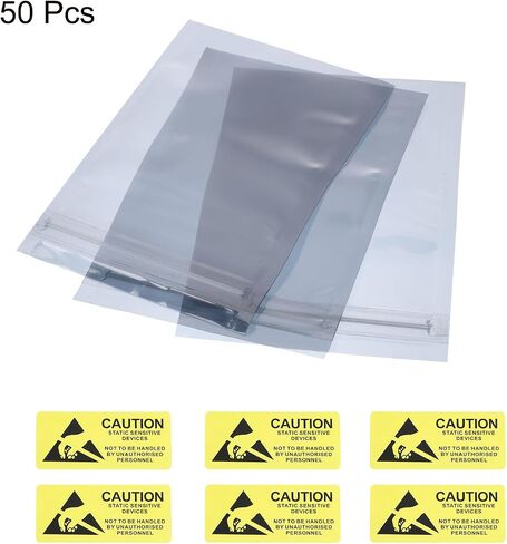 MECCANIXITY Anti Static Bags Shielding Bag 50pcs 6.3x9.8inch(16x25cm) Resealable with Labels for Hard Drive HDD SSD PCB Board in Saudi Arabia