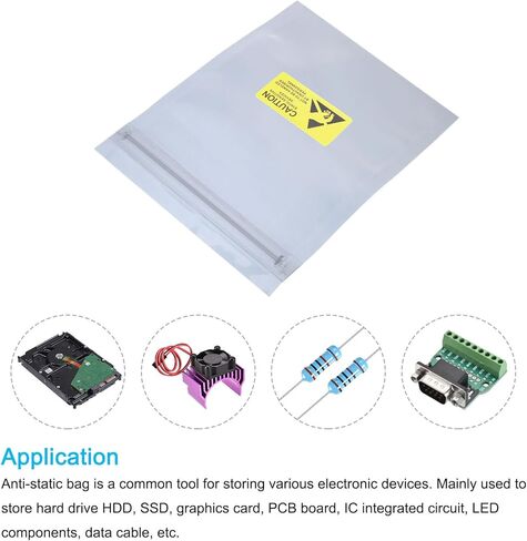 MECCANIXITY Anti Static Bags Shielding Bag 50pcs 6.3x9.8inch(16x25cm) Resealable with Labels for Hard Drive HDD SSD PCB Board in Saudi Arabia