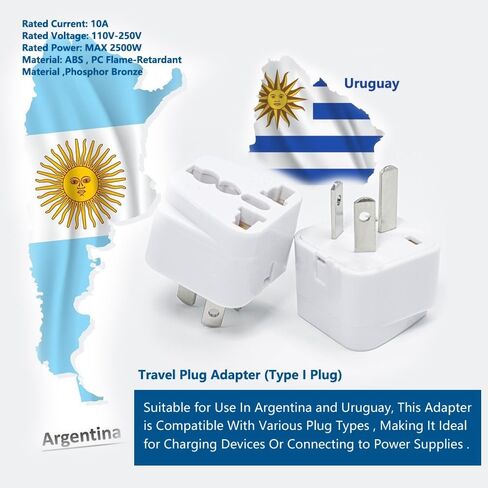 US to Argentina and Uruguay Travel Adapter,Plug for USA/Universal to Brazil/Australia,Power Plugs Pack of 2，Black in Saudi Arabia