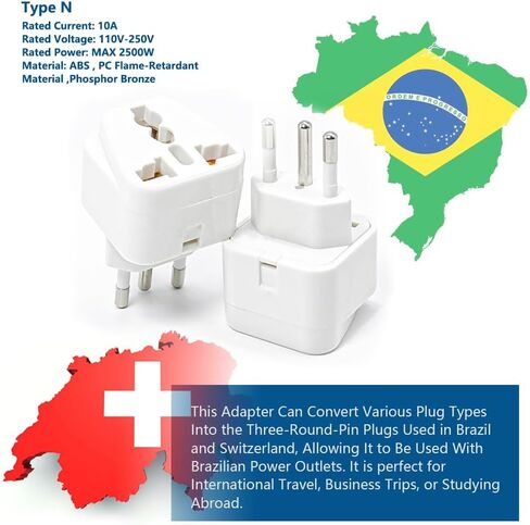 US to Argentina and Uruguay Travel Adapter,Plug for USA/Universal to Brazil/Australia,Power Plugs Pack of 2，Black in Saudi Arabia