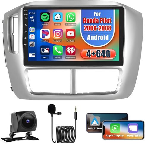 2+64GB Wireless Apple Carplay for Honda Pilot Android Radio 2006-2008, Hikity 9 Inch Touch Screen Pilot Stereo with Android Auto, GPS Navigation, WiFi, Bluetooth, WiFi, Mirror Link, SWC, Backup Cam in Saudi Arabia